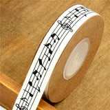 5 Roll Cotton Ribbon, Musical Note Pattern, for Gift Wrapping, Party Decoration, Musical Note Pattern, 5/8 inch(15mm), about 10m/roll