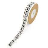 5 Roll Cotton Ribbon, Musical Note Pattern, for Gift Wrapping, Party Decoration, Musical Note Pattern, 5/8 inch(15mm), about 10m/roll