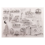 Craspire Silicone Stamps, for DIY Scrapbooking, Photo Album Decorative, Cards Making, Stamp Sheets, Camping Themed Pattern, 21.5x15.5cm, 10sheets/set