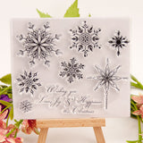 Craspire Clear Silicone Stamps, for DIY Scrapbooking, Photo Album Decorative, Cards Making, Stamp Sheets, Snowflake & Word Pattern, Snowflake Pattern, 12x10.5cm, 10sheets/set