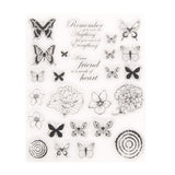 Craspire Clear Silicone Stamps, for DIY Scrapbooking, Photo Album Decorative, Cards Making, Stamp Sheets, Flower Pattern, Butterfly Pattern, 15.5x12.5cm, 10sheets/set