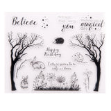 Craspire Clear Silicone Stamps, for DIY Scrapbooking, Photo Album Decorative, Cards Making, Stamp Sheets, Tree & Mouse & Rabbit Pattern, Mixed Patterns, 21.5x17.5cm, 10sheets/set