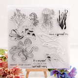 Craspire Silicone Stamps, for DIY Scrapbooking, Photo Album Decorative, Cards Making, Stamp Sheets, Ocean Themed Pattern, 20.5x20.5cm, 10sheets/set
