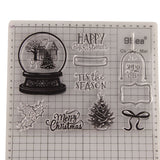 Craspire Clear Silicone Stamps, for DIY Scrapbooking, Photo Album Decorative, Cards Making, Stamp Sheets, Christmas Tree & Word & Ribbon & Crystal Ball, Christmas Themed Pattern, 20.5x16x0.2cm, 10pcs/set