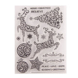 Craspire Clear Silicone Stamps, for DIY Scrapbooking, Photo Album Decorative, Cards Making, Stamp Sheets, Christmas Tree & Reindeer/Stag & Wreath & Snowflake, Christmas Themed Pattern, 18x13x0.2cm, 10pcs/set