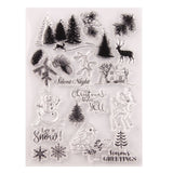 Craspire Clear Silicone Stamps, for DIY Scrapbooking, Photo Album Decorative, Cards Making, Stamp Sheets, Snowman & Reindeer/Stag & Christmas Tree & Snowflake, Christmas Themed Pattern, 17x12x0.2cm, 10pcs/set