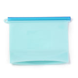 2 pc Reusable Food Silicone Sealed Bags, for Marinate Food & Fruit Cereal Travel Items Home Kitchen, Pale Turquoise, 210x234x8mm, hole: 10mm