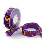 100 Yard Polyester Grosgrain Ribbon, Single Face Printed, for Halloween Gift Wrapping, Party Decoration, Halloween Witch Pattern, Purple, 1 inch(25mm), 100 yards/roll(91.44m/roll)