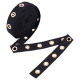1 Bag 6 Yards 1Wide Black Cotton Grommet Eyelet Twill Tape Trim, 8mm Silver Metal Eyelet Ring Ribbon Strip for Sewing Crafts Making