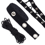 1 Bag 3 Yard/2.74M 20mm Wide Black Cotton Grommet Eyelet Twill Tape Trim with 10Yards/9M 3mm Round Polyester Braided Ribbons for Sewing Crafts Making