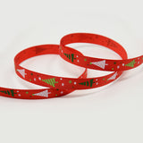 1 Roll Christmas Printed Grosgrain Ribbon for Christmas Gift Package, Red, 3/8 inch(9mm), about 100yards/roll(91.44m/roll)