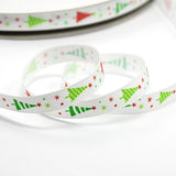 1 Roll Christmas Printed Grosgrain Ribbon for Christmas Gift Package, White, 3/8 inch(9mm), about 100yards/roll(91.44m/roll)