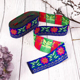 1 Roll Polyester Ribbons, with Rhombus Pattern, Jacquard Ribbon, Colorful, 1-1/4 inch(32mm), 33yards/roll(30.1752m/roll)