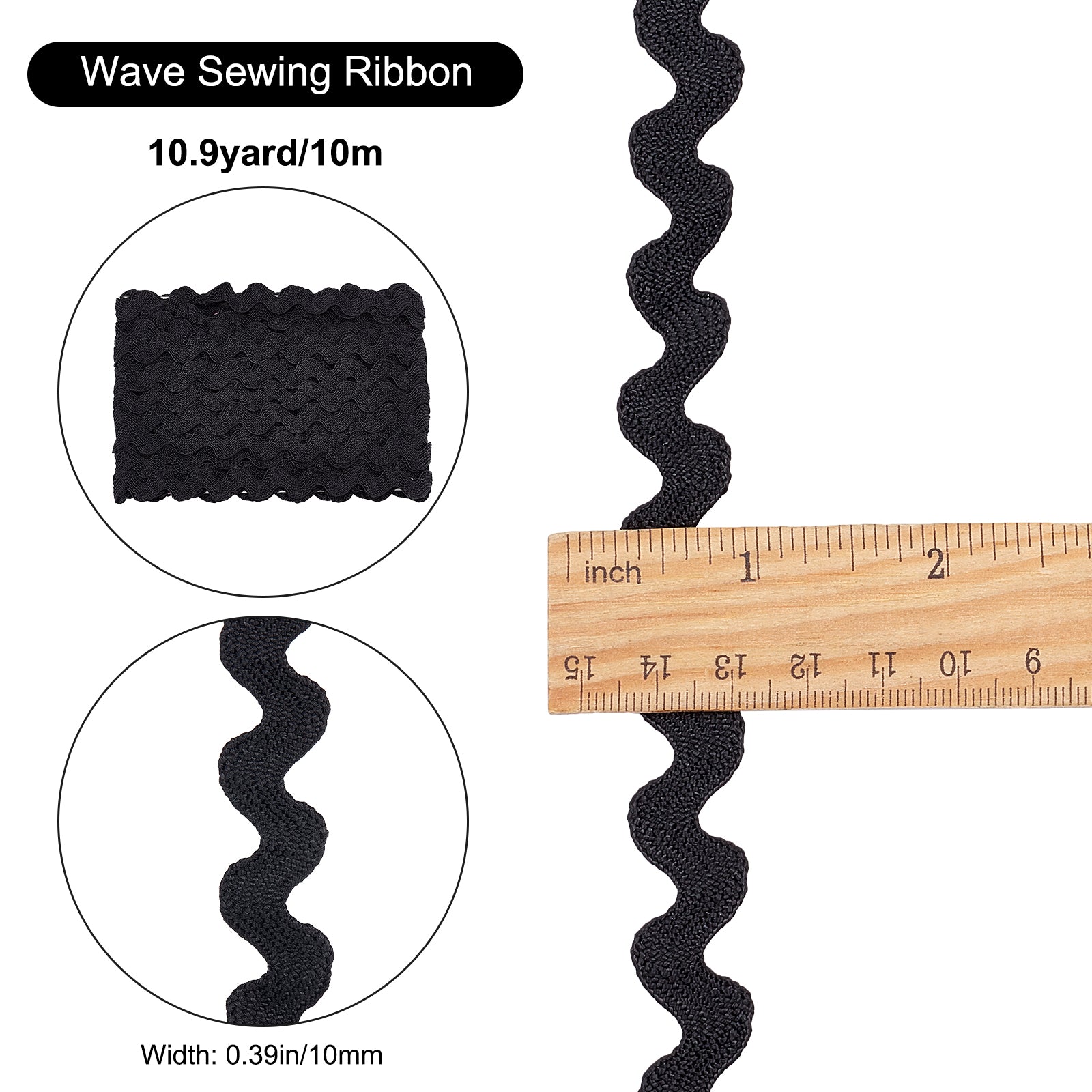 1 Bag Polypropylene Fiber Ribbons, Wave Shape, Hot Pink, 7~8mm, 15yard/bundle, 6bundles/bag