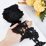 1 Bag 5 Yards Lace Applique Trim 3.2 Inch Black Flower Embroidery Lace Edge Trimmings Floral Embroidered Applique Ribbon for DIY Sewing Crafts Wedding Bridal Dress Embellishment Party Decoration