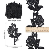 1 Bag 5 Yards Lace Applique Trim 3.2 Inch Black Flower Embroidery Lace Edge Trimmings Floral Embroidered Applique Ribbon for DIY Sewing Crafts Wedding Bridal Dress Embellishment Party Decoration