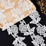 1 Bag 5 Yards Lace Applique Trim 3.2 Inch White Flower Embroidery Lace Edge Trimmings Floral Embroidered Applique Ribbon for DIY Sewing Crafts Wedding Bridal Dress Embellishment Party Decoration