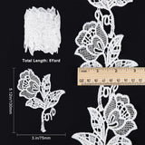1 Bag 5 Yards Lace Applique Trim 3.2 Inch White Flower Embroidery Lace Edge Trimmings Floral Embroidered Applique Ribbon for DIY Sewing Crafts Wedding Bridal Dress Embellishment Party Decoration