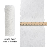 1 Bag Polyester Lace Trims, Flower Pattern, White, 5-7/8 inch(150mm), about 5.00 Yards(4.57m)/roll, 1 roll/bag