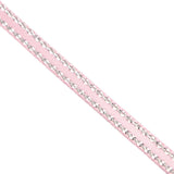 1 Roll Double Edge Silver Thread Grosgrain Ribbon for Wedding Festival Decoration, Pearl Pink, 1/4 inch(6mm), about 100yards/roll(91.44m/roll)