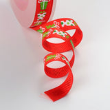 1 Roll Christmas Theme Polyester Ribbons, Red, 3/8 inch(9mm), about 100yards/roll(91.44m/roll)