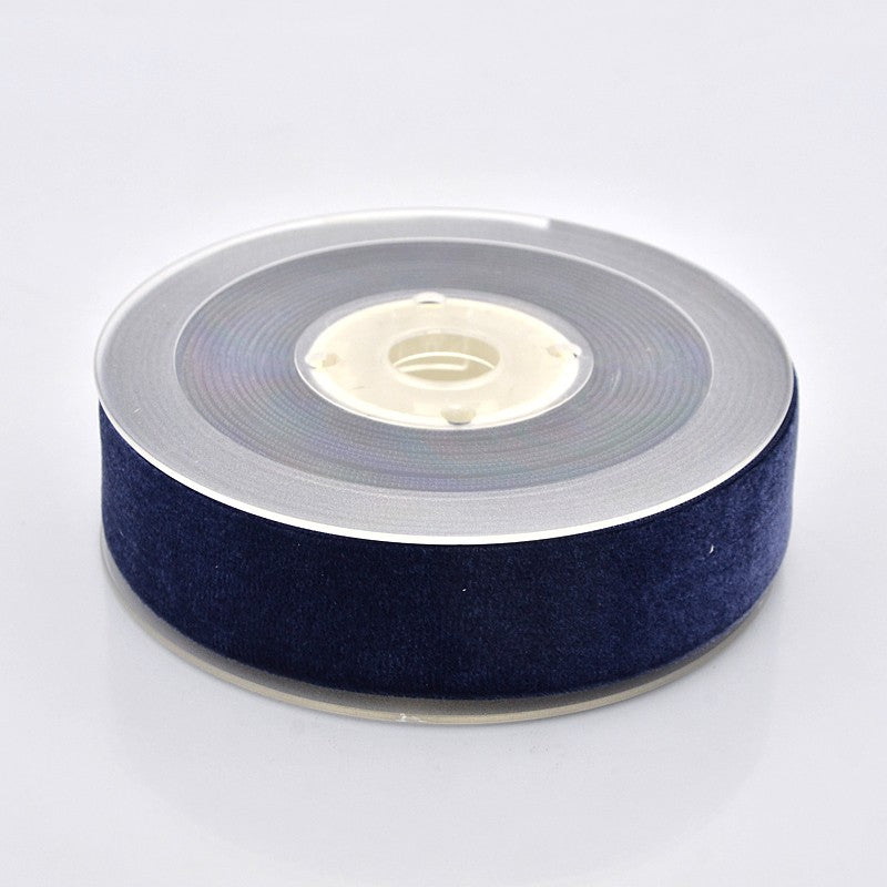 CRASPIRE 1 Roll 1-1/2 inch Single Face Velvet Ribbon, Midnight Blue, 1-1/2  inch(38.1mm), about 25yards/roll(22.86m/roll)