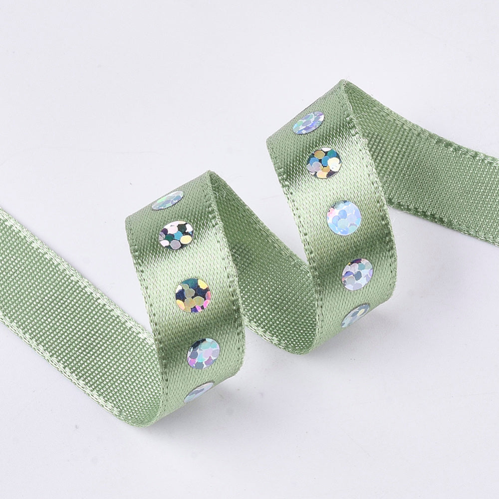 1 Group Single Face Satin Ribbon, Polyester Ribbon, Green, Size: about 5/8 inch(16mm) wide, 25yards/roll(22.86m/roll), 250yards/group(228.6m/group), 10rolls/group