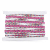 Nylon Ribbon, with Glass Seed Beads, Hot Pink, 3/4 inch(19~20mm)