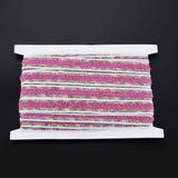 Nylon Ribbon, with Glass Seed Beads, Hot Pink, 3/4 inch(19~20mm)