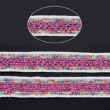 Nylon Ribbon, with Glass Seed Beads, Hot Pink, 3/4 inch(19~20mm)