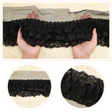 1 Set 2 Yards Pleated Chiffon Lace Trim, Black Ruffle Lace Trim 3-Layer Pleated Lace Edge Trim About 4.7 Width Polyester Lace Ribbon for Sewing Craft Wedding Bridal Dress Party Decor