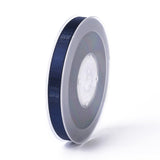 1 Roll Double Face Polyester Satin Ribbon, with Metallic Silver Color, Prussian Blue, 3/8 inch(9mm), about 100yards/roll(91.44m/roll)