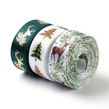 7 Rolls Christmas Satin Ribbon, Polyester Ribbon, for Making Crafts, Gift Package, Christmas Themed Pattern, Dark Green, 5/8 inch(17mm), 5 yards/roll(4.57m/roll)