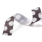 50 Yard Single Face Volleyball Printed Polyester Grosgrain Ribbons, Coffee, 7/8 inch(22mm), 0.4mm