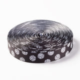 50 Yard Single Face Volleyball Printed Polyester Grosgrain Ribbons, Coffee, 7/8 inch(22mm), 0.4mm