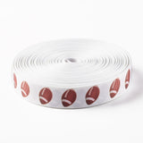50 Yard Single Face Rugby Printed Polyester Grosgrain Ribbons, White, 1 inch(25mm), 0.4mm