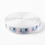 50 Yard Single Face Word Love with Volleyball Printed Polyester Grosgrain Ribbons, White, 1 inch(25mm), 0.4mm