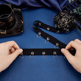 1 Set 3 Yards Eyelet Tape Trim Black Craft Grommet Eyelet Trim 3cm Wide Cotton Ribbon Clothing Sewing Trim with Jump Rings for Men Women Clothes Shoe Bag Decoration, 2.7m