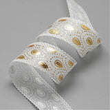 1 Roll Double Face Polyester Satin Ribbon, with Metallic Silver Color, White, 5/8 inch(16mm)