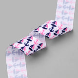 5 Roll Single Face Printed Polyester Grosgrain Ribbons, Anchor Pattern, White, 1 inch(25mm), about 20yards/roll(18.288m/roll)