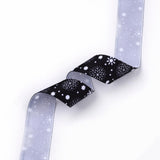 5 Roll Single Face Printed Polyester Grosgrain Ribbons, Christmas Pattern, Snowflake, Black, 1 inch(25mm), about 20yards/roll(18.288m/roll)