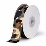 5 Roll Single Face Printed Polyester Grosgrain Ribbons, Dark Olive Green, 1 inch(25mm), about 20yards/roll(18.288m/roll)