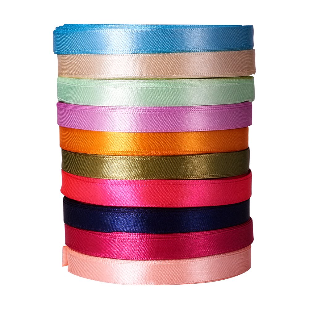 10 Rolls 250 Yards Satin Ribbons 1/4 inch DIY Craft Fabric Ribbon Mixed Colors for Making Bows Wedding Party Christmas Decorations Gifts Wrapping