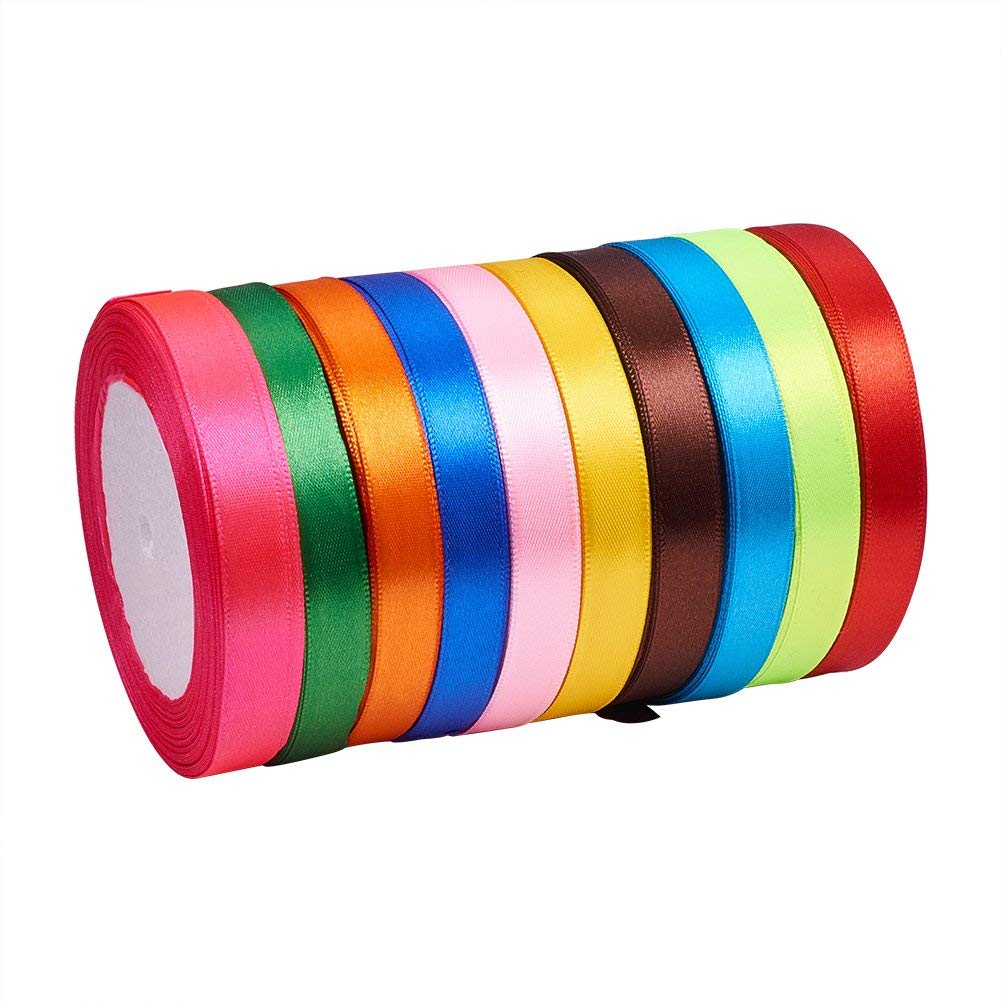 CRASPIRE 12mm Wide 10 Colors 10 Rolls Double Face Satin Ribbon Fabric Ribbon  Tulle Ribbon Cord for Wedding Decoration Hair Bows DIY Crafts Gift Wrapping  (Total 250 Yards)