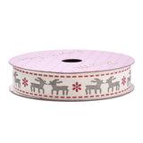 50 Roll Single Face Printed Cotton Ribbons, Christmas Party Decoration, Gainsboro, Reindeer Pattern, 5/8 inch(16.5mm), about 2.00 Yards(1.82m)/Roll