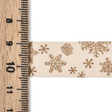 50 Roll Single Face Printed Cotton Ribbons, Christmas Party Decoration, Camel, Snowflake Pattern, 5/8 inch(16.5mm), about 2.00 Yards(1.82m)/Roll
