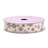 50 Roll Single Face Printed Cotton Ribbons, Christmas Party Decoration, Camel, Snowflake Pattern, 5/8 inch(16.5mm), about 2.00 Yards(1.82m)/Roll