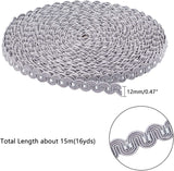 15M(16 Yards) 1/2(14mm) Nylon Curve Pattern Gimp Braid Trim for Costume DIY Crafts Sewing Jewelry Making Home Decoration, Gray