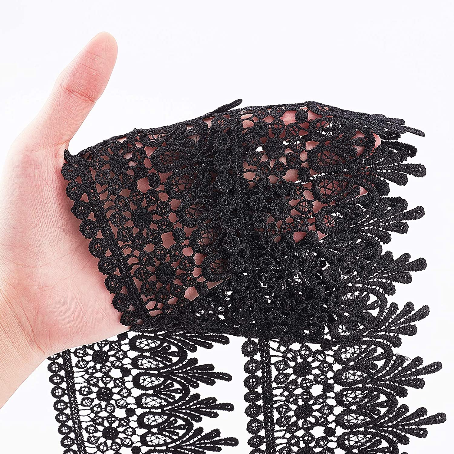 CRASPIRE 8.5CM Width Black Lace Ribbon Inelastic Embroidery Lace