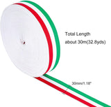 1.1 Stripes Ribbon, 50 Yards Red White and Green Craft Ribbon Colorful Italian Flag Patriotic Stripe Craft Ribbon for Christmas Holiday New Year Party Decoration Gift Wrapping